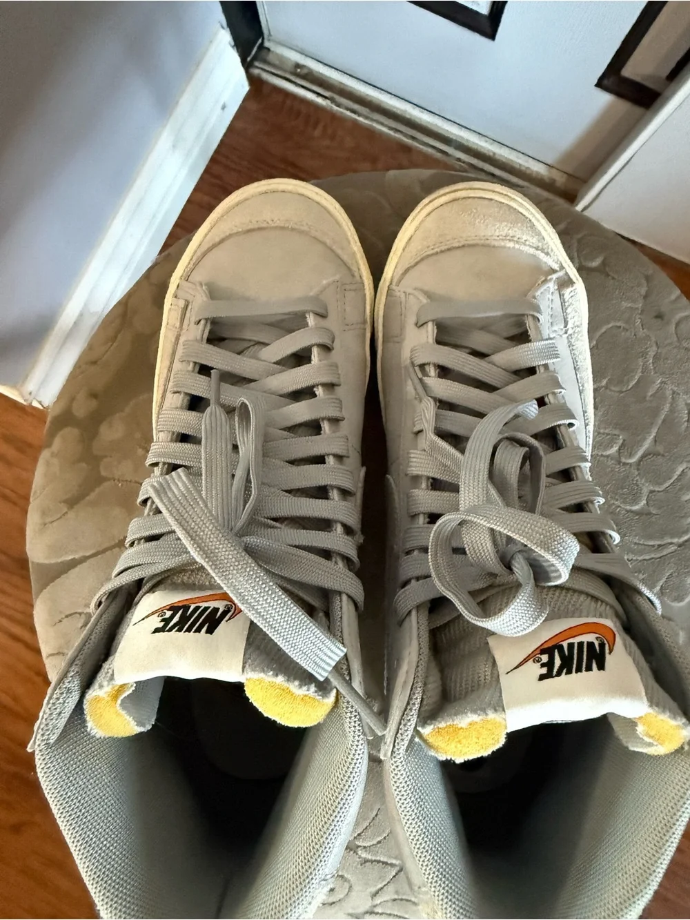 Nike Women's Light Gray Suede High-Top Sneakers